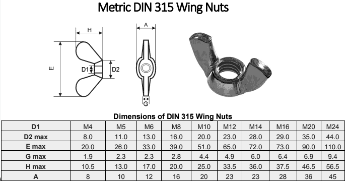 brass wing nuts din 315