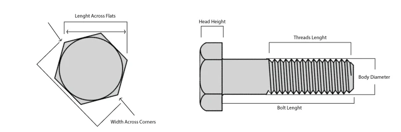 hex bolt with collar drawing