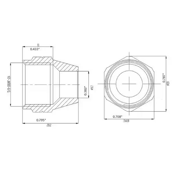 brass flare fittings drwaing