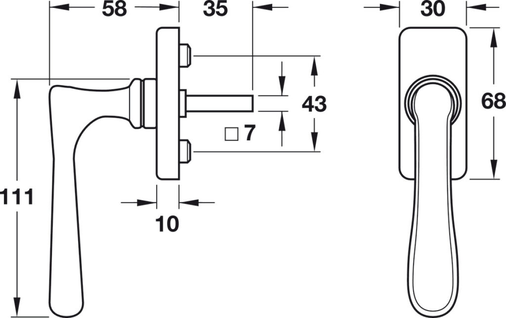 brass window fittings drawing