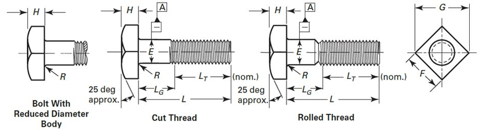 brass square bolt drawing